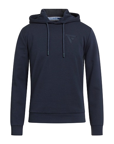 FRED MELLO Hooded sweatshirt Navy 76% Cotton, 18% Polyester, 6% Elastane