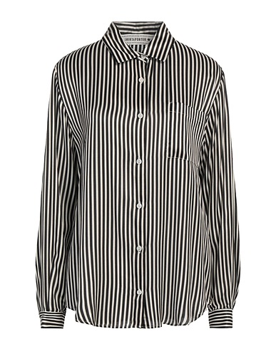 SHIRTAPORTER Striped shirt Black 70% Viscose, 30% Silk