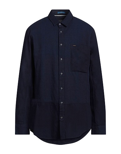 SCOTCH & SODA Solid colour shirt Navy blue 100% Cotton