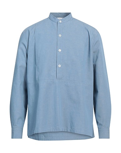 PT Torino Solid color shirt Light blue 84% Cotton, 16% Hemp