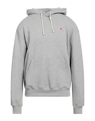 NEW BALANCE Hooded track jacket  Grey 95% Cotton, 5% Polyester, Elastane