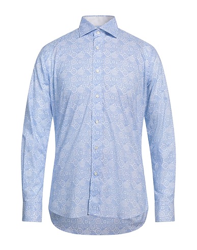 MIRTO Camicia fantasia Celeste 100% Cotone