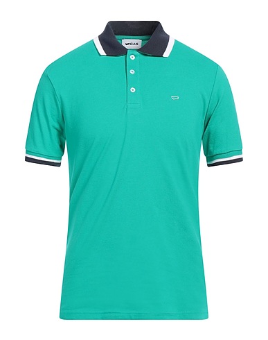 GAS Polo shirt Emerald green 95% Cotton, 5% Elastane