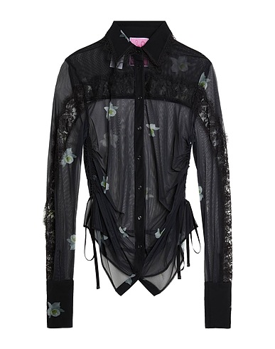 PINKO Floral shirts & blouses Black 90% Polyamide, 10% Elastane