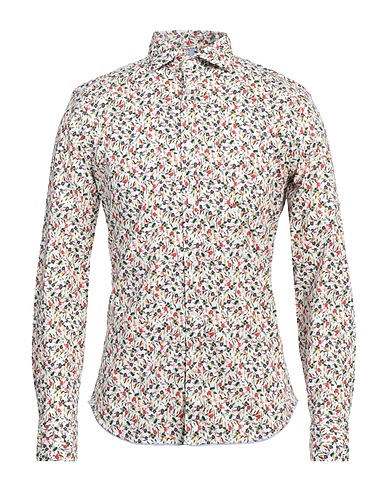 KOIKE Patterned shirt Coral 96% Cotton, 4% Elastane