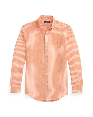 POLO RALPH LAUREN ストライプ柄シャツ オレンジ リネン 100%