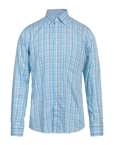 MIRTO Camicia a quadri Celeste 100% Cotone