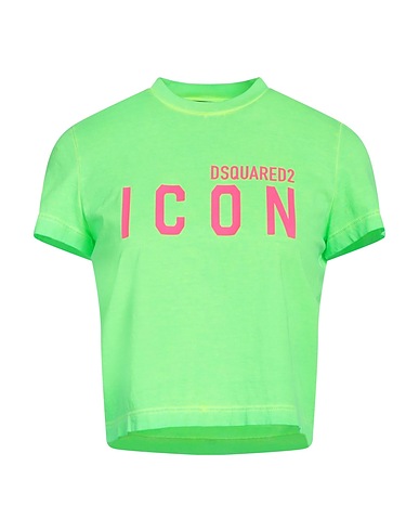 DSQUARED2 Crop top Light green 100% Cotton, Elastane