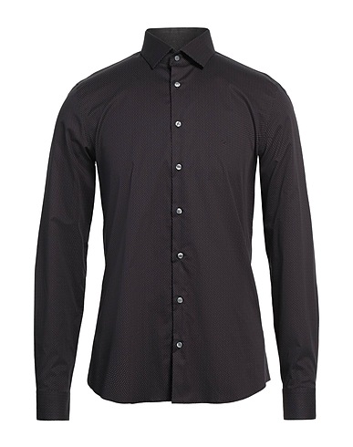 CALVIN KLEIN Patterned shirt Black 96% Cotton, 4% Elastane