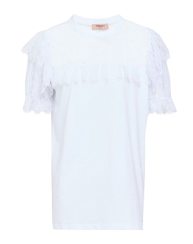 TWINSET T-shirt BIANCO 100% Cotton, Polyamide, Elastane