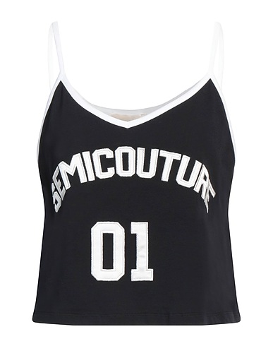 SEMICOUTURE Top Schwarz 100% Baumwolle, Seide, Polyester