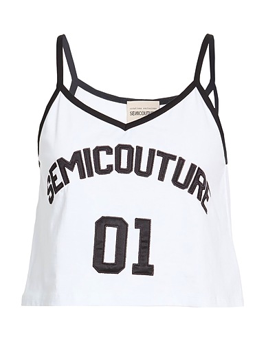 SEMICOUTURE Top BIANCO 100% Cotton, Silk, Polyester
