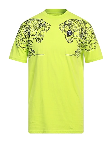 PLEIN SPORT T-shirt Lime green 100% Cotton, Elastane