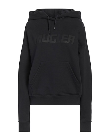 MUGLER Hooded track jacket  Black 80% Cotton, 20% Polyester