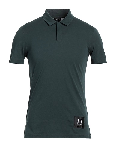 ARMANI EXCHANGE Polo shirt Dark green 100% Cotton