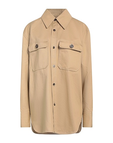 SAINT LAURENT Solid colour shirts & blouses Sand 100% Cotton, Cowhide