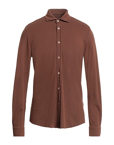 CIRCOLO 1901 Solid colour shirt Chocolate brown 98% Cotton, 2% Elastane