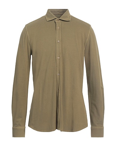 CIRCOLO 1901 Solid color shirt Military green 98% Cotton, 2% Elastane