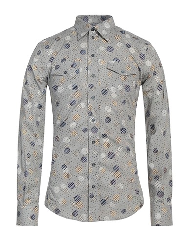 DOLCE&GABBANA Patterned shirt Grey 97% Cotton, 3% Elastane
