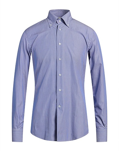 DEL SIENA Striped shirt Azure 100% Cotton, Mother-of-pearl