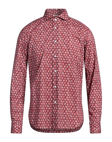 DEL SIENA Patterned shirt Brick 100% Cotton