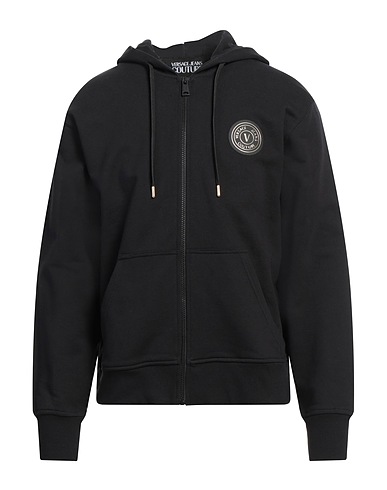 VERSACE JEANS COUTURE Hooded sweatshirt Black 100% Cotton, Elastane