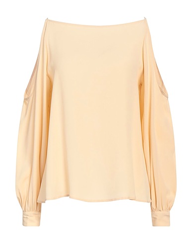 OTTOD'AME Off-the-shoulder top Pastel yellow 70% Acetate, 30% Silk
