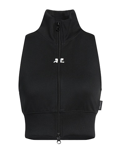 COURRÈGES Top Black 100% Polyester, Elastane