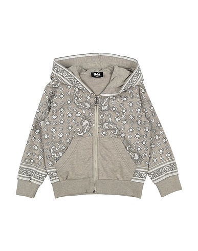 D&G JUNIOR Hooded track jacket  Light grey 100% Cotton