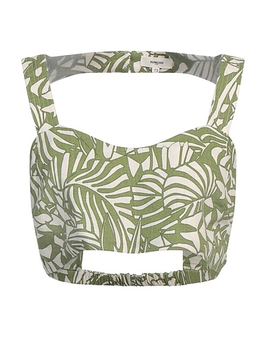 SUNCOO Top Verde militare 70% Viscosa, 30% Lino