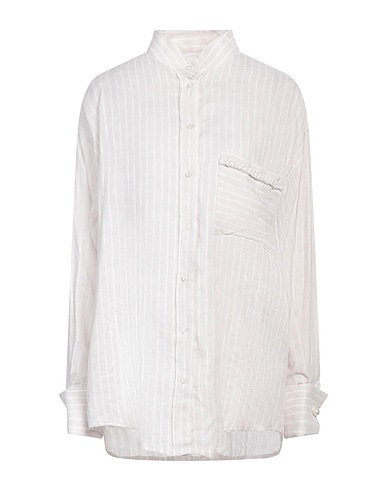 FORTE DEI MARMI COUTURE Gestreiftes Hemd Hellgrau 100% Leinen
