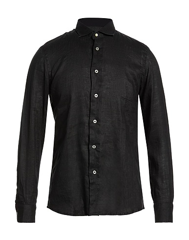 OUT/FIT Solid colour shirt NERO 100% Linen