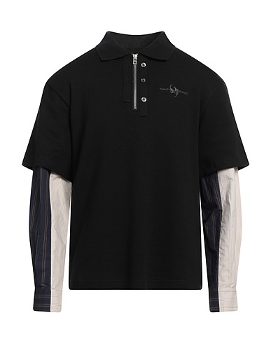 FENG CHEN WANG Poloshirt Schwarz 100% Baumwolle, Viskose
