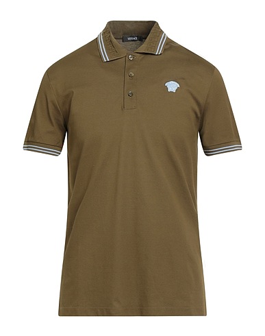 VERSACE Polo shirt Military green 100% Cotton, Polyester