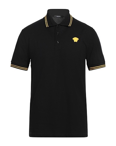 VERSACE Polo shirt Black 100% Cotton, Polyester
