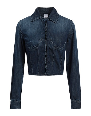 PINKO Denim shirt Blue 98% Cotton, 2% Elastane