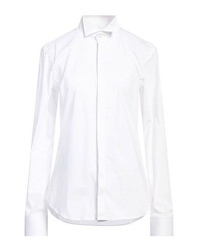 MANUEL RITZ Solid colour shirt White 71% Cotton, 25% Polyamide, 4% Elastane