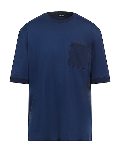 ZEGNA T-shirt Blue 100% Cotton, Wool, Polyamide, Elastane