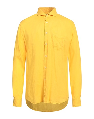 XACUS Camicia tinta unita Giallo ocra 100% Cotone
