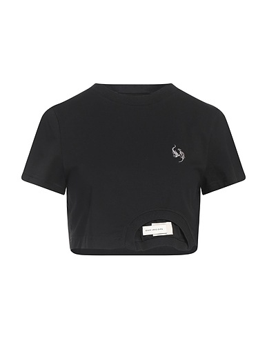 FENG CHEN WANG Crop top Black 93% Cotton, 7% Elastane