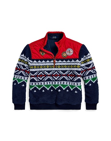 POLO RALPH LAUREN Felpa PILE FLEECE HYBRID PULLOVER
 Blu navy 51% Poliestere, 29% Acrilico, 20% Poliestere riciclato