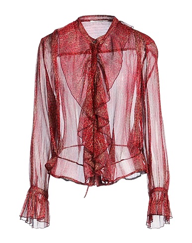 POMANDÈRE Patterned shirts & blouses Red 97% Silk, 3% Metallic fiber