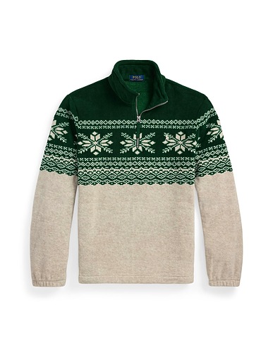 POLO RALPH LAUREN Sweat-shirt SNOWFLAKE BRUSHED FLEECE PULLOVER
 Vert émeraude 100% Polyester recyclé