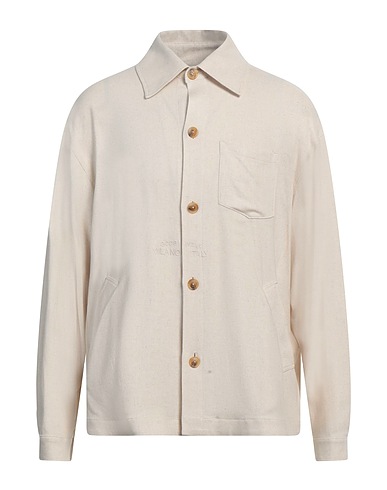 GCDS Solid color shirt Beige 85% Viscose, 13% Linen, 2% Cotton