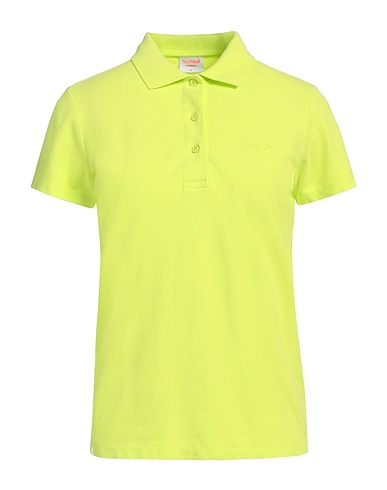 SUN 68 Polo shirt Lime green 95% Cotton, 5% Elastane