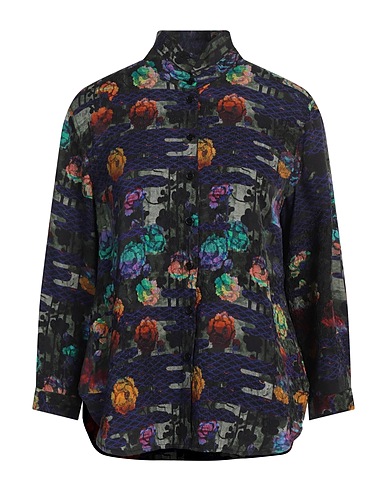 RAQUEL ALLEGRA Floral shirts & blouses Dark green 70% Rayon, 25% Silk, 5% Elastane