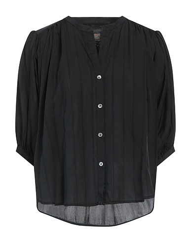 ACADEMIA Striped shirt Black 70% Cotton, 30% Cupro