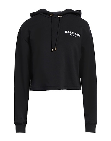 BALMAIN Hooded track jacket  Black 95% Cotton, 5% Elastane