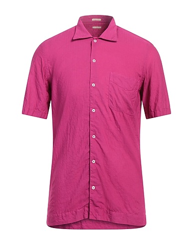 MASSIMO ALBA Solid colour shirt Magenta 77% Cotton, 23% Linen