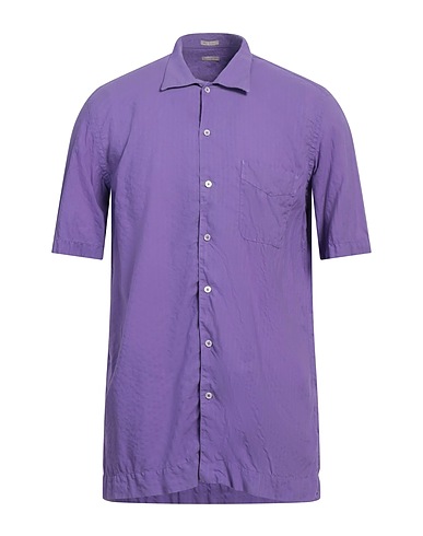 MASSIMO ALBA Camicia tinta unita Malva 77% Cotone, 23% Lino
